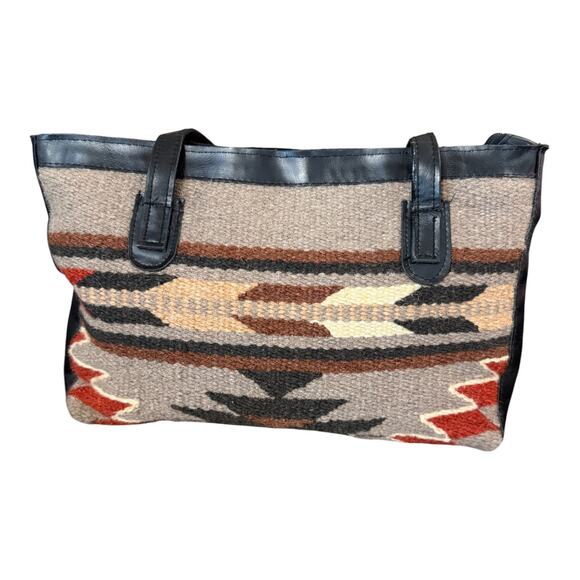 VTG El Paso Saddle Company Wool Saddle Blanket Purse Navajo Print Shoulder Bag - Picture 2 of 9